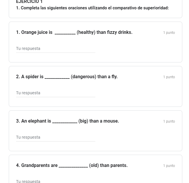Examen de Inglés de primero de secundaria contestado con respuestas (2023)