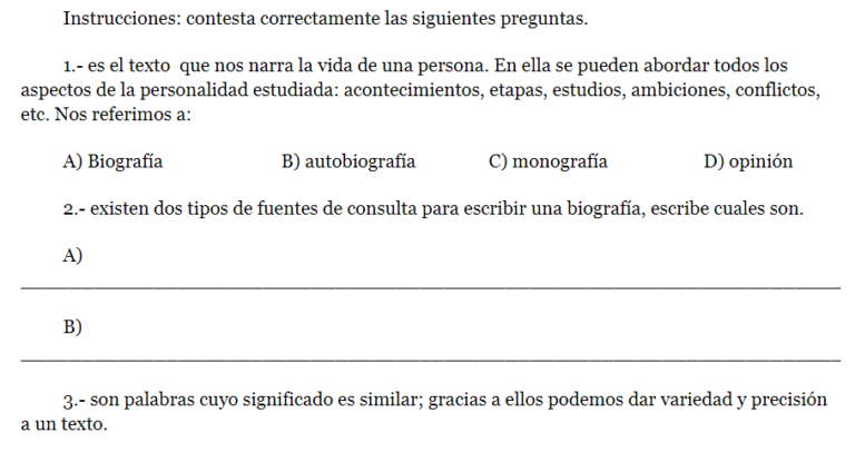 Examen de Español de Segundo de Secundaria contestado con respuestas